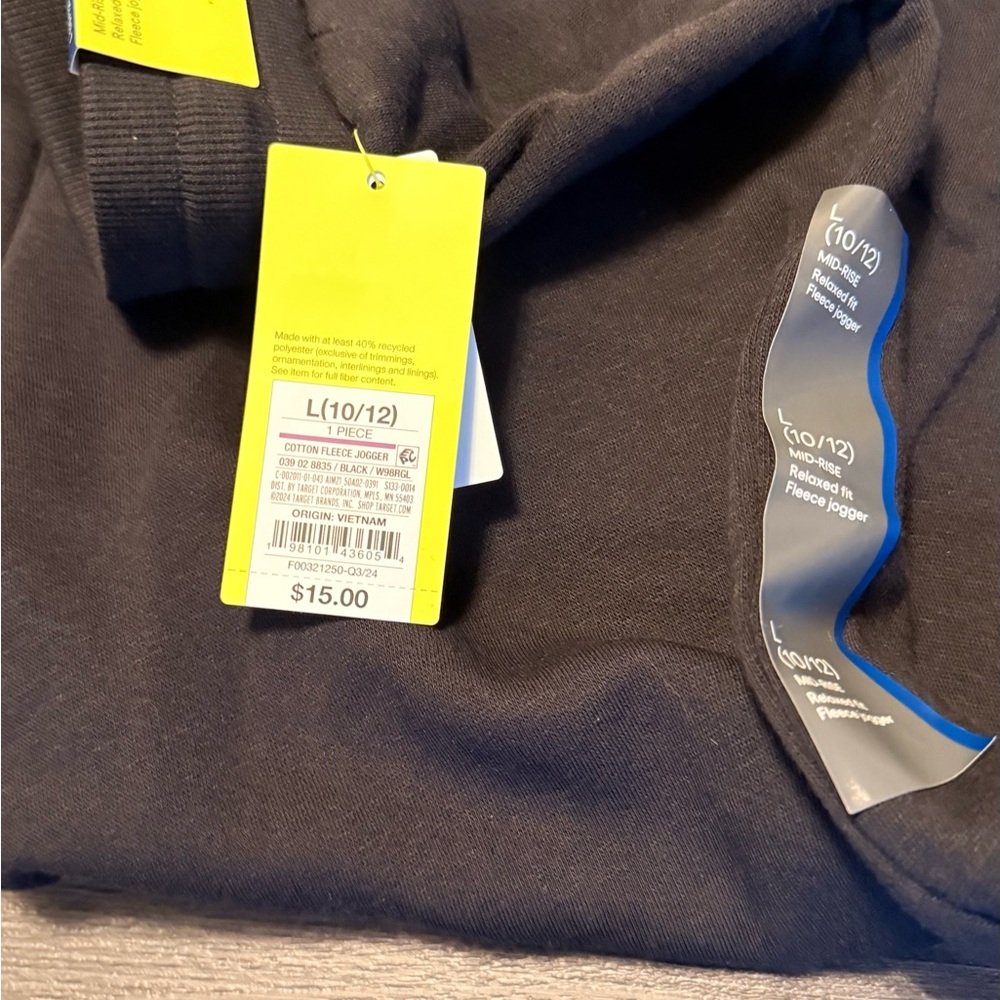 NWT Black Fleece Jogger Pants girls L (10/12)